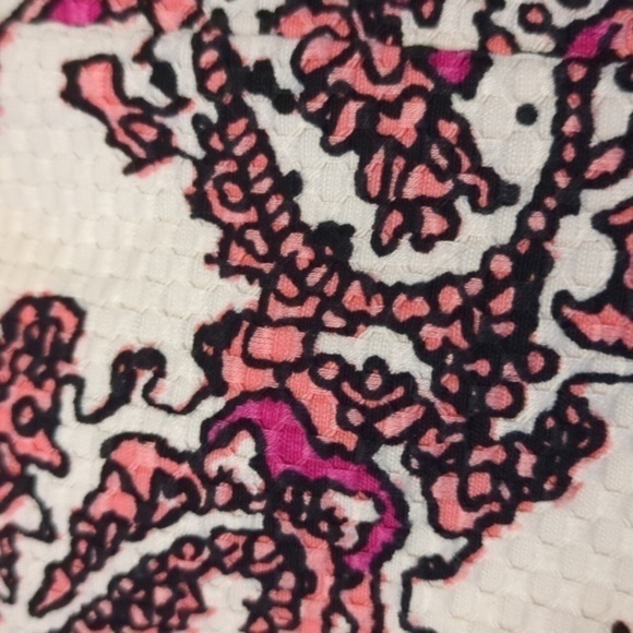 Limited White/Pink Paisley Textured  A-Line Dress - Picture 3 of 6